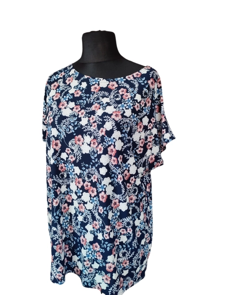 Tunika kimono z okrągłym dekoltem i wzorem w drobne kwiatuszki